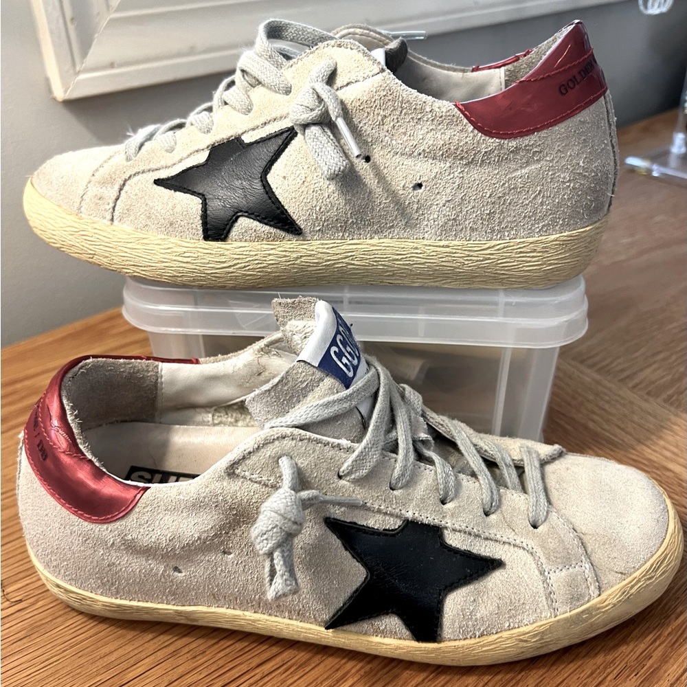 Golden Goose Grey Suede Superstar Lace Up Sneakers Size 35